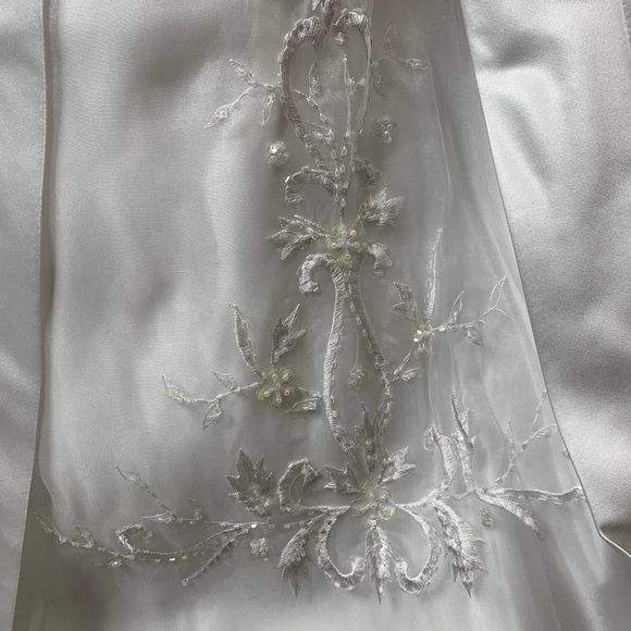 Wedding A Line Beaded Gown Long Train Dress White - Picture 2 of 14